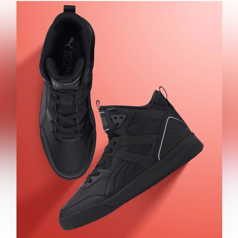 PUMA 11 Black Silver Gray Backcourt Mid Sneakers